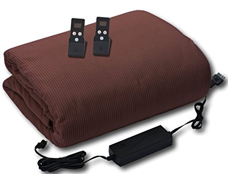 BioSmart Luxurious Safe Low-Voltage Infrared Electric Heated Blanket with Auto-off, Digial Remote, 5 yr Warranty, Queen, Mocha