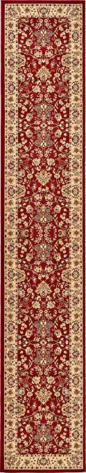 Unique Loom Kashan Collection Traditional Floral Overall Pattern with Border Burgundy Runner Rug (3' 0 x 16' 5)