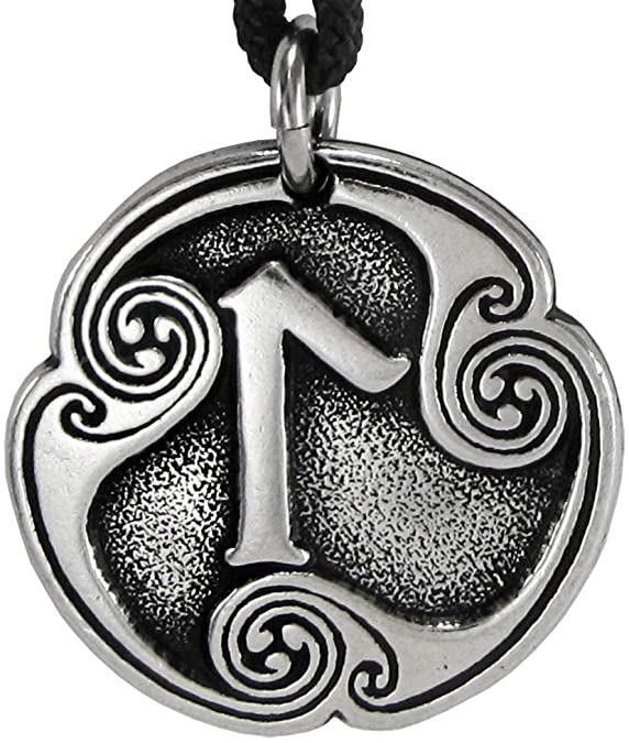 Pewter Laguz Laukaz Rune of Intuition Pendant Necklace
