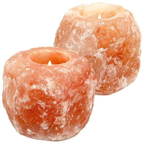 Greenco Himalayan Crystal Salt Tealight Candle Holder (2-Pack)