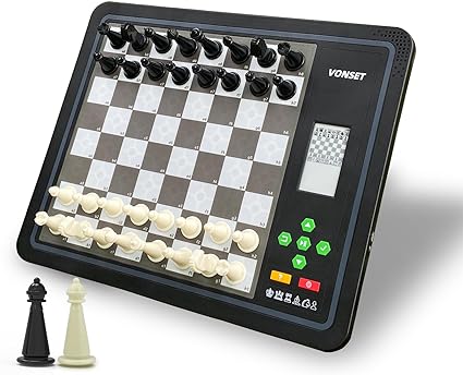 Vonset Core L6 Chess Computer Electronic Chess Set Computer Chess Board with LED Light Board Game for Adults and Kids with Double Queen Pieces for Beginners