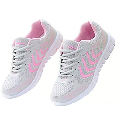 Alicegana Women's Breathable Mesh Tennis Athletic Lace up Fashion Walking Comfort Lightweight Running White Sneakers Sports Shoes