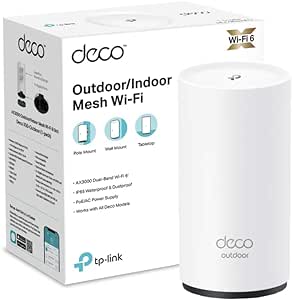 TP-Link Deco X50-Outdoor/Indoor Whole Home Wi-Fi 6, IP65 dust & water resistance, Dual-Band, Add on Single Unit for All WiFi 7/6/5 Deco Mesh Pack for Extended Coverage Requirement, Works with Alexa