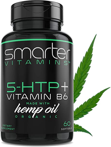 200mg 5-HTP   Vitamin B6 & Organic Hemp Oil for Ultra Serotonin Supplement Support   Natural Stress Relaxation, Mood & Sleep Boost, Extra Strength Extended Time Release