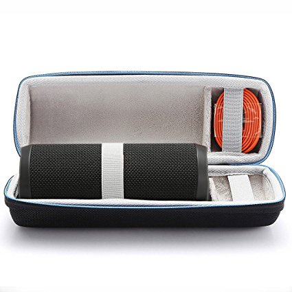 For JBL Flip 4 / JBL Flip 3 Wireless Bluetooth Portable Speaker Hard Case Travel Carrying Storage Bag. Fits USB Cable and Wall Charger-Black