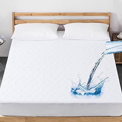 Cooling Twin Size Mattress Protector with 3D Air Fabric Mattress Cover, Luxury Bamboo Waterproof Mattress Protector,Ultra Soft Breathable Mattress Pad Cover Hypoallergenic