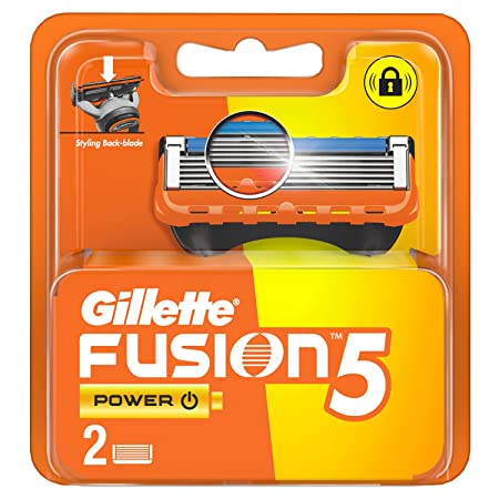 Gillette Fusion Power Blades for men with styling back blade - 2 count for Perfect Shave and Perfect Beard Shape