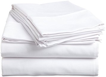 Mattress Homes 600-Thread-Count Egyptian Cotton (15" Extra Depth Pocket) 4-Pieces Sheet Set-(White Solid,King)