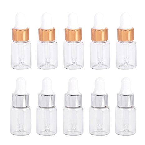 MUB 5mL Glass Dropper Bottles for Essential Oils dropper bottles Gold top and sliver top are the perfect gift for any special occasion. Mother's Day Gift(10 pcs)
