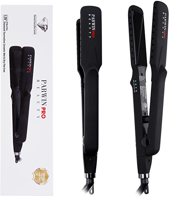 PARWIN PRO Flat Iron 1 1/4 Inch Wet Dry Hair Straightener,Ceramic Flat Iron with Floating Plate,Auto Shut Off,Dual Voltage