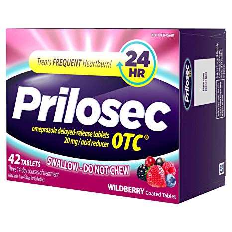 Prilosec OTC Acid Reducer, Delayed-Release Tablets, Wildberry 42 ea (Pack of 2)