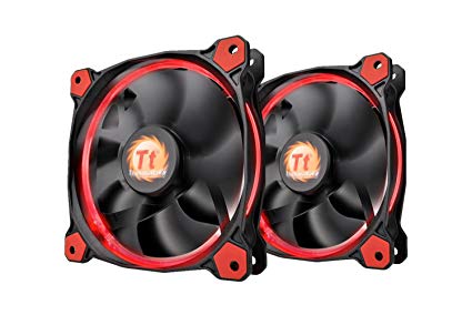 Thermaltake RIING 140mm Red LED Ultra Quiet High Airflow Computer Case Fan, Twin Pack CL-F048-PL14RE-A