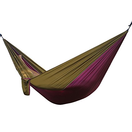 Travel Camping Hammock Portable Parachute Nylon Fabric for Hiking, Boating, Sleeping, Backpacking, Climbing