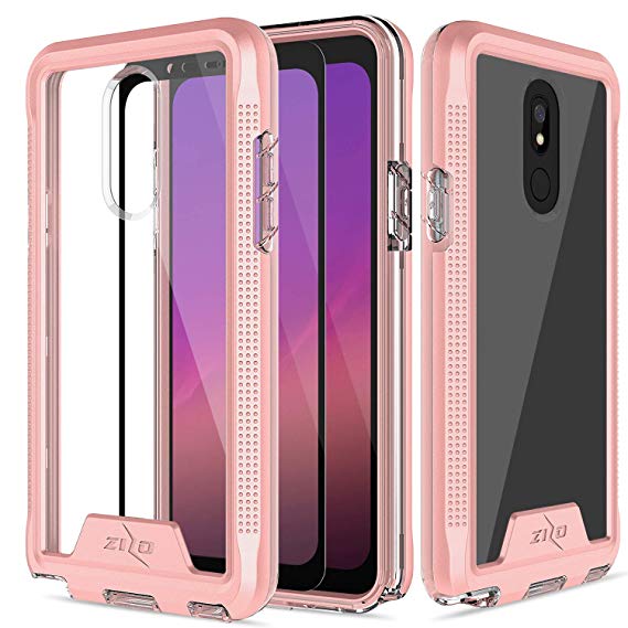 Zizo Ion Series Compatible with LG Stylo 5 Case Military Grade Drop Tested with Tempered Glass Screen Protector Rose Gold Clear