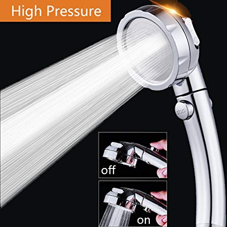 High Pressure Handheld Shower Head with ON/Off Pause Switch 3-Settings Water Saving Showerhead Shower, Chrome Finish Bathroom Shower Accessories by Nosame