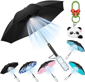 3 In 1 Umbrella with Fan And Mister, 3 In One Umbrella Fan Mist, Portable Misting Umbrella with Fan