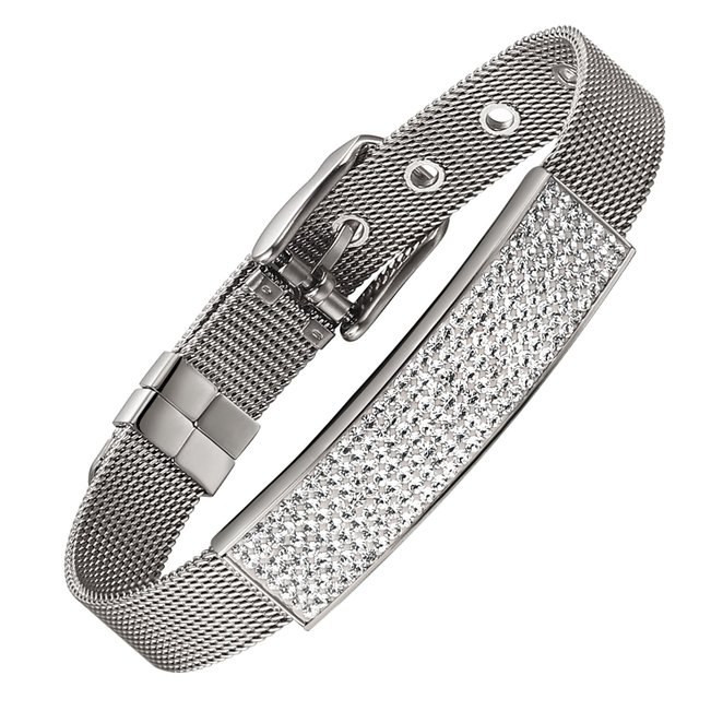 VITEROU Stainless Steel Swarovski Elements Bracelet For Women Sparkle Crystal Wrist Band Bangle