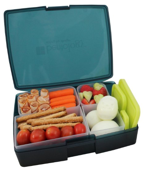 Lunch Box - Leakproof Translucent Midnight Bento Box with 5 Pear Containers