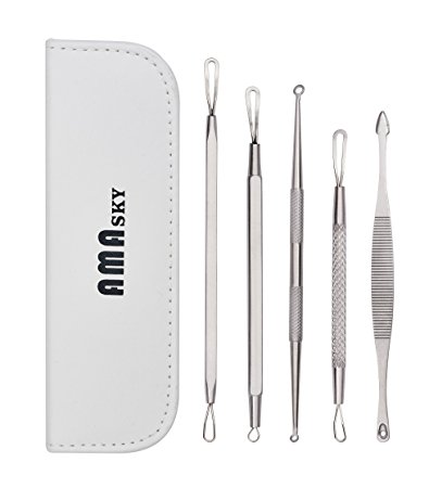 Amasky(tm) Blackhead & Blemish Remover Kit,Professional Surgical Extractor Instruments - Easily Cure Pimples,Blackheads,Comedones,Acne,and Facial Impurities (white)
