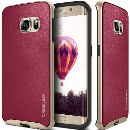 Galaxy S6 Edge Case, Caseology® [Envoy Series] Premium Leather Bumper Cover [Burgundy Red] [Leather Bound] for Samsung Galaxy S6 Edge (2015) - Burgundy Red