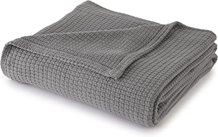 Sun Yin USA Inc. 100% Cotton Soft Cozy Full/Queen Blanket, Grey