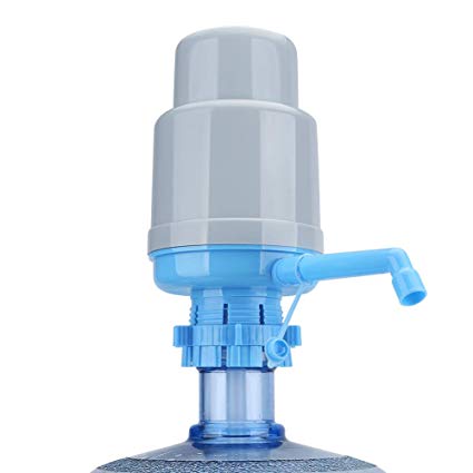 Bosiwee Water Bottle Pump, Manual Drinking Water Bottle Pump Dispenser, Portable Hand Press Water Pump for Universal 5 Gallon Jug (Grey/Blue)