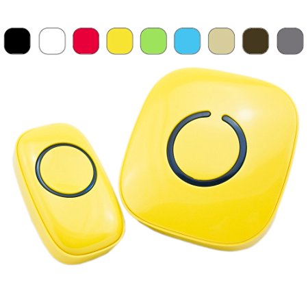 SadoTech Model C Wireless Doorbell Operating at over 500-feet Range with Over 50 Chimes, No Batteries Required for Receiver, (Yellow), Fixed Code C Series
