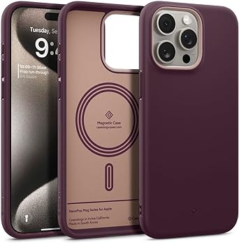 Caseology Nano Pop Mag for iPhone 15 Pro Max Case 5G [Dual Layer Silicone Case Compatible with Magsafe] Military Grade Drop Tested (2023) - Burgundy Bean