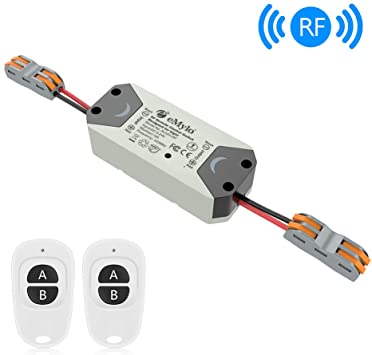 Smart RF Relay Switch eMylo Wireless Remote Control Switch DC 12V RF Receiver 433Mhz Relay Module Home Automation with Two Transmitters One 1-Channel 1Pack