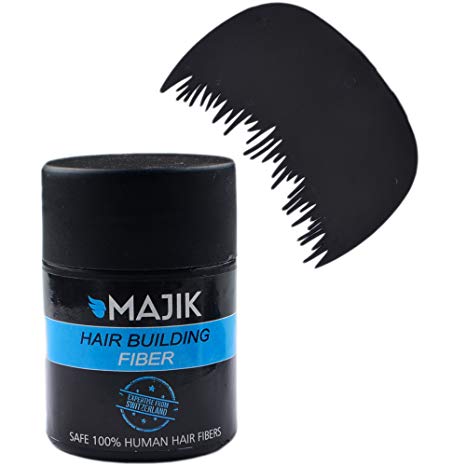 Majik Unisex Human Hair Building Fiber With Optimizer Comb For Remove Bald Spots Hair Thickening Powder For Men And Women 7 Grams Light Brown Pack Of 1