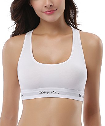 WingsLove Women's Everyday Cotton Bralette Racerback Pullover Training Yoga Bra