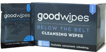 Goodwipes - Below the Belt Cleansing Flushable Wipes - For Guys with Vitamin E and Aloe 30 Count