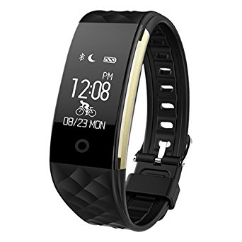 Bluetooth Smart Watch IP67 Waterproof Smart Bracelet Heart Rate Monitor Sports Wristband Fitness Tracker Multi-Sport Mode Health Monitor Pedometer Call Message Reminder for IOS Android Phone (Black)