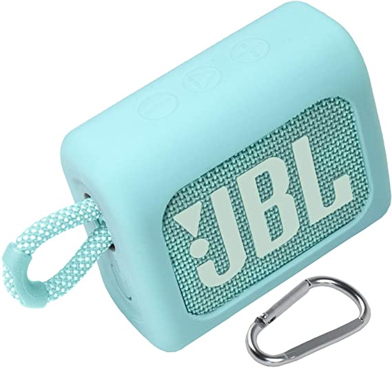 co2CREA Silicone Carrying Case Replacement for JBL GO3 Go 3 Waterproof Ultra Portable Bluetooth Speaker (Teal Case)