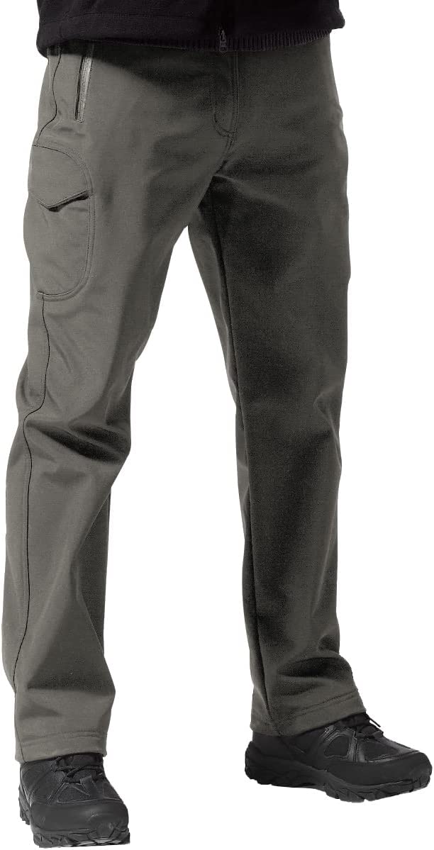 FREE SOLDIER Men's Outdoor Softshell Fleece Lined Cargo Pants Snow Ski Hiking Pants with Belt