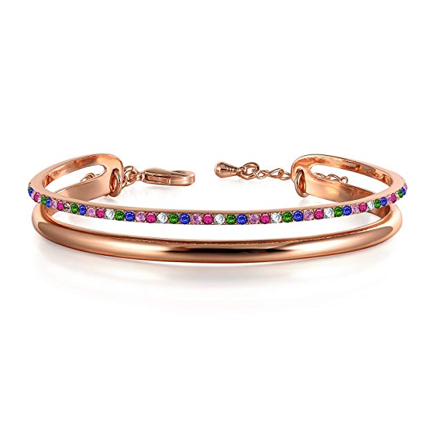 THEHORAE Braclet for Women 'Timeline' Rose Gold Bangles Jewelry for Women,Crystal from Swarovski