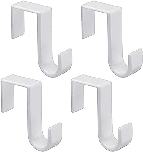 1st Choice White Plastic Z-Shaped Modern Style Over The Door Hooks 4 Pack For 1 3/8 Inch and 1 3/4 Inch Door Widths, Hanging Clothes, Towels