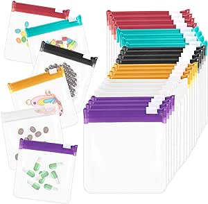 Small Pill Bags for Travel Pill Pouch Bags Zippered Pill Pouch Reusable Storage Pouches with Slide Lock Clear Plastic Portable Pill Baggies for Pills Small Items Storage(24 Pieces)