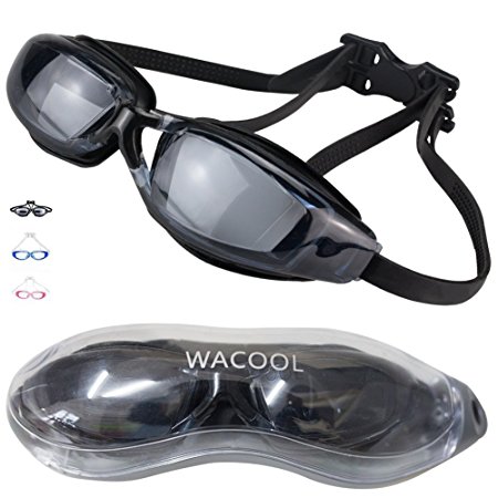 WACOOL Professional Clear Anti-Fog Anti-Shatter UV Protection Swimming Goggles,Never Leaking Swim Goggles with Protection Case, For Unisex Men Women Youth Kids Indoor Open Water