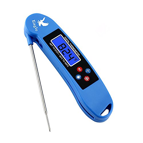 Upgrade Talking Kitchen Thermometer, Eagle Instant Read Digital Cooking Food Thermometer with Blue Backlit LCD Display and Voice Function for Grill, Coffee, BBQ, Smoker, Candy, Milk and Bath Water