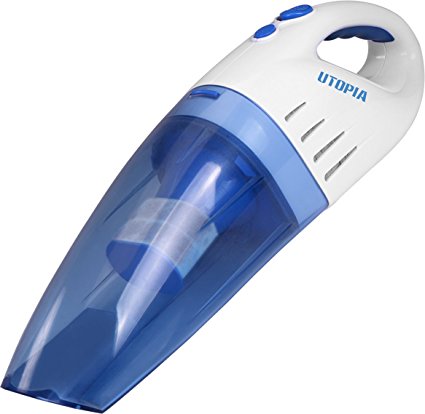 Cordless Hand Vacuum - Car Pet Hair Cleaner/Eraser - with Cyclonic Suction and Quick Charge Technology - Blue and White - by Utopia Home