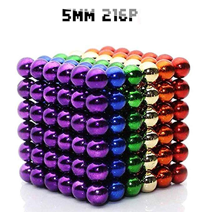 Magnetic Sphere, MOYANG Magnetic Blocks Toy 5mm 216P DIY Building Puzzle Square Balls for Stress Relief Office Desk and Sculpture for Kids Educational Intelligence Learning and Creativity Development
