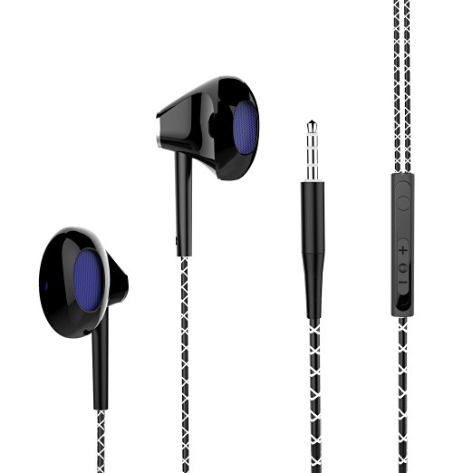 Wotmic In Ear Headphones Wired Earbuds with Microphone iPhone Earphones In Line Control Black