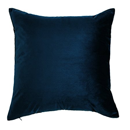 King Rose Solid Velvet Throw Pillowcase Super Luxury Soft Cushion Cover 24 X 24 Inches Navy Blue