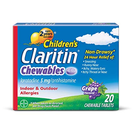 Children's Claritin 24 Hour Non-Drowsy Allergy  Grape Chewable Tablet, 5 mg, 20 Count