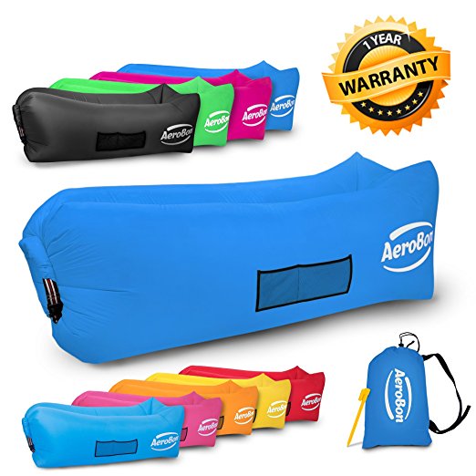 AeroBon PREMIUM - Gets Inflated and Holds Air 40% Better Than Analogues Thanks to the Single Inlet - No Film Inside- Inflatable Lounge Bag with Carry Bag Ideal for Indoor or Outdoor - 1 YEAR WARRANTY