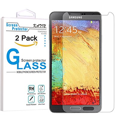 Galaxy Note 3 Screen Protector - KATIN [2-Pack] Samsung Galaxy Note 3 Premium 9H Tempered Glass [ 2.5D Round Edge 3D Touch Compatible ] with Lifetime Replacement Warranty