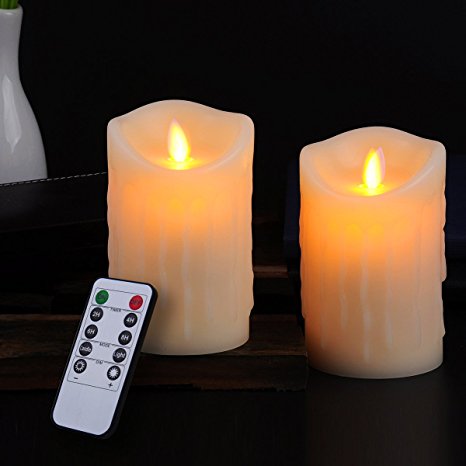 Bingolife Battery Operated Flameless Candles Classic Pillar Real Wax Dancing Flame with 10-key Remote Control - 2/4/6/8 Hours Timer