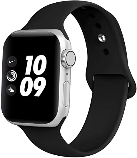iGK Compatible with Apple Watch Bands 38MM 40MM 42MM 44MM, Soft Silicone Replacement Sport Straps Compatible with iWatch Series 5, 4, 3, 2, 1
