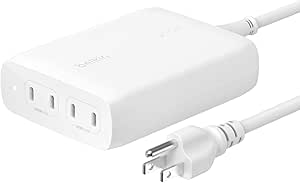 Belkin BoostCharge Pro 4-Port USB-C GaN Wall Charger, 200W Multi-Port Charger w/USB-C PD 3.1 Fast Charge   5ft Power Cord for MacBook Pro, iPhone 16 Series, iPad Pro, Galaxy S24, Google Pixel - White